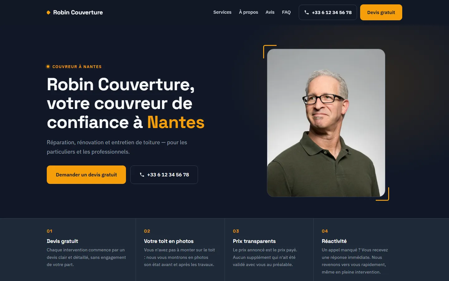 Le style Ardoise sur un site de couvreur
