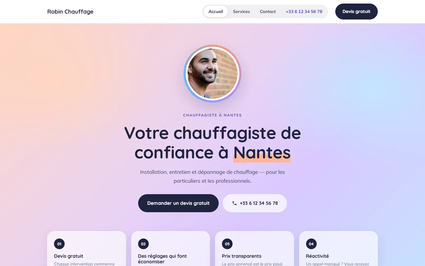 Le style Aurore sur un site de chauffagiste