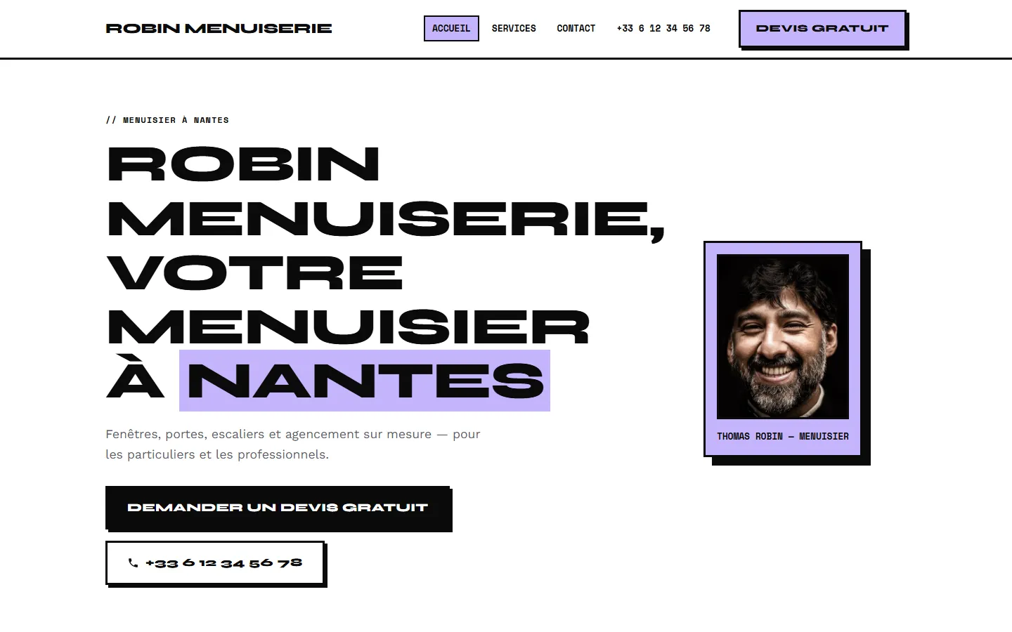 Le style Bloc sur un site de menuisier