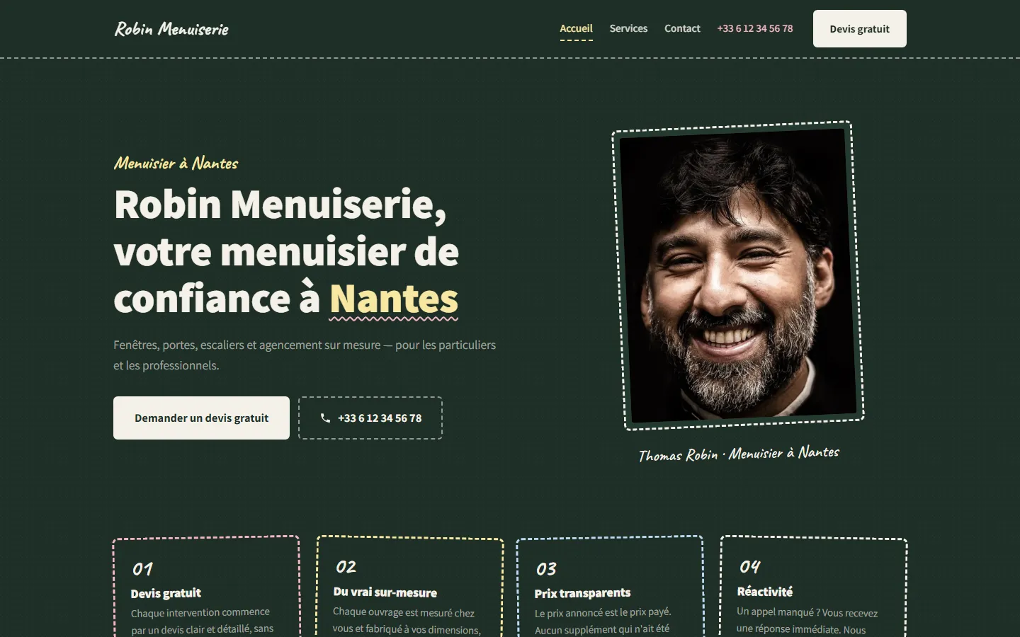 Le style Craie sur un site de menuisier