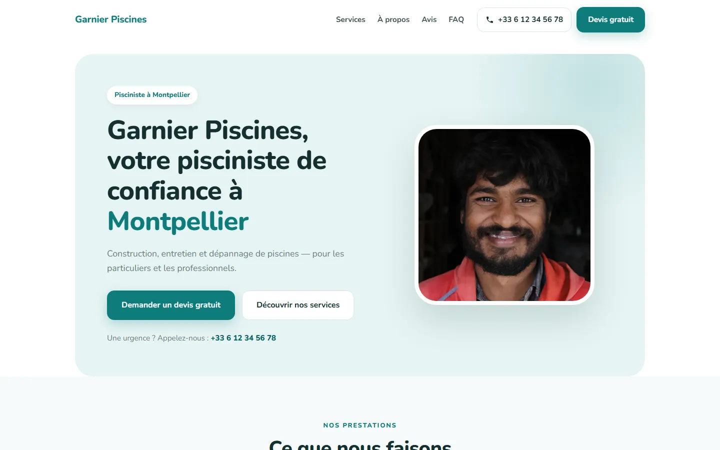 Le style Douceur sur un site de pisciniste