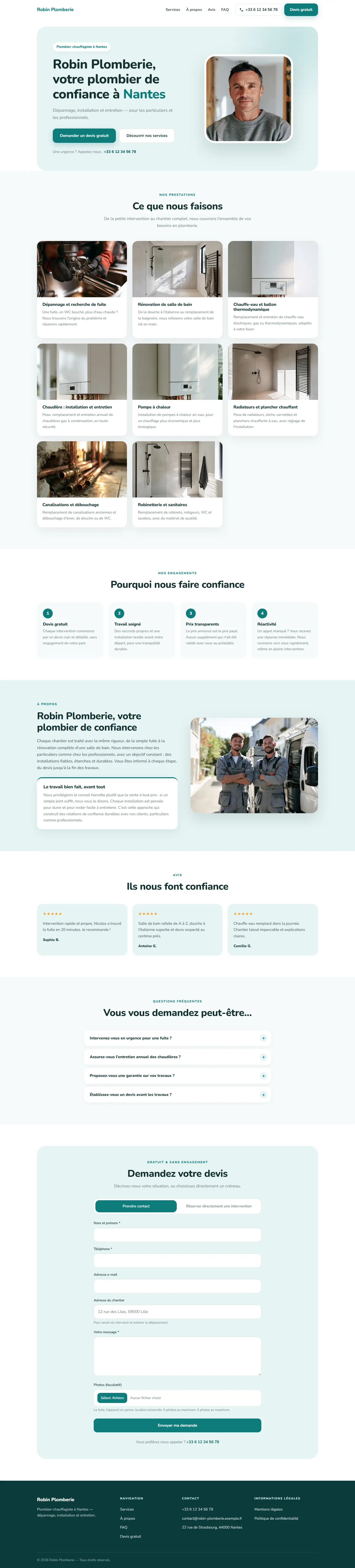 Le style Douceur sur un site de plombier