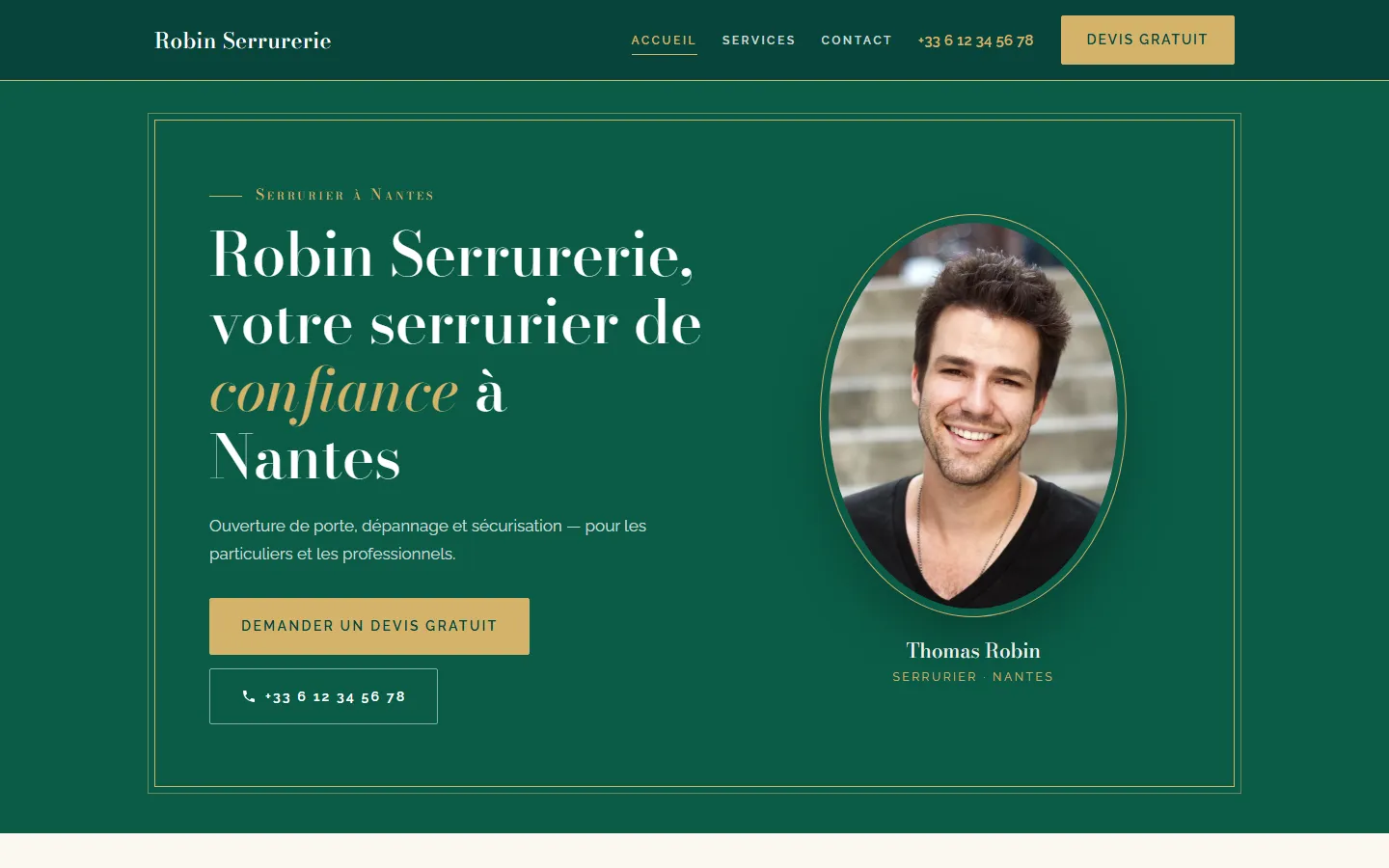 Le style Émeraude sur un site de serrurier