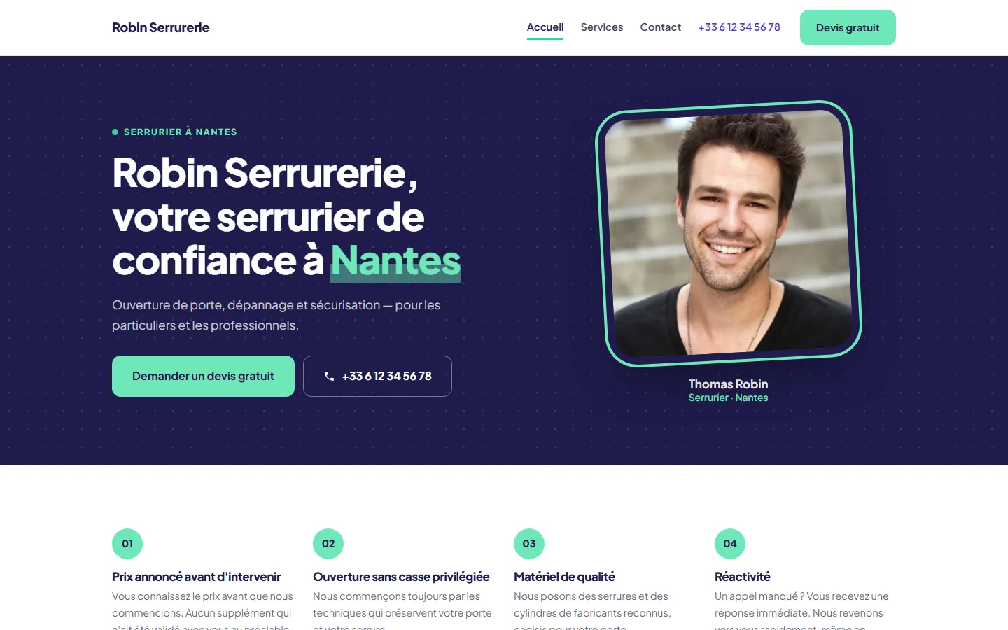 Le style Encre sur un site de serrurier