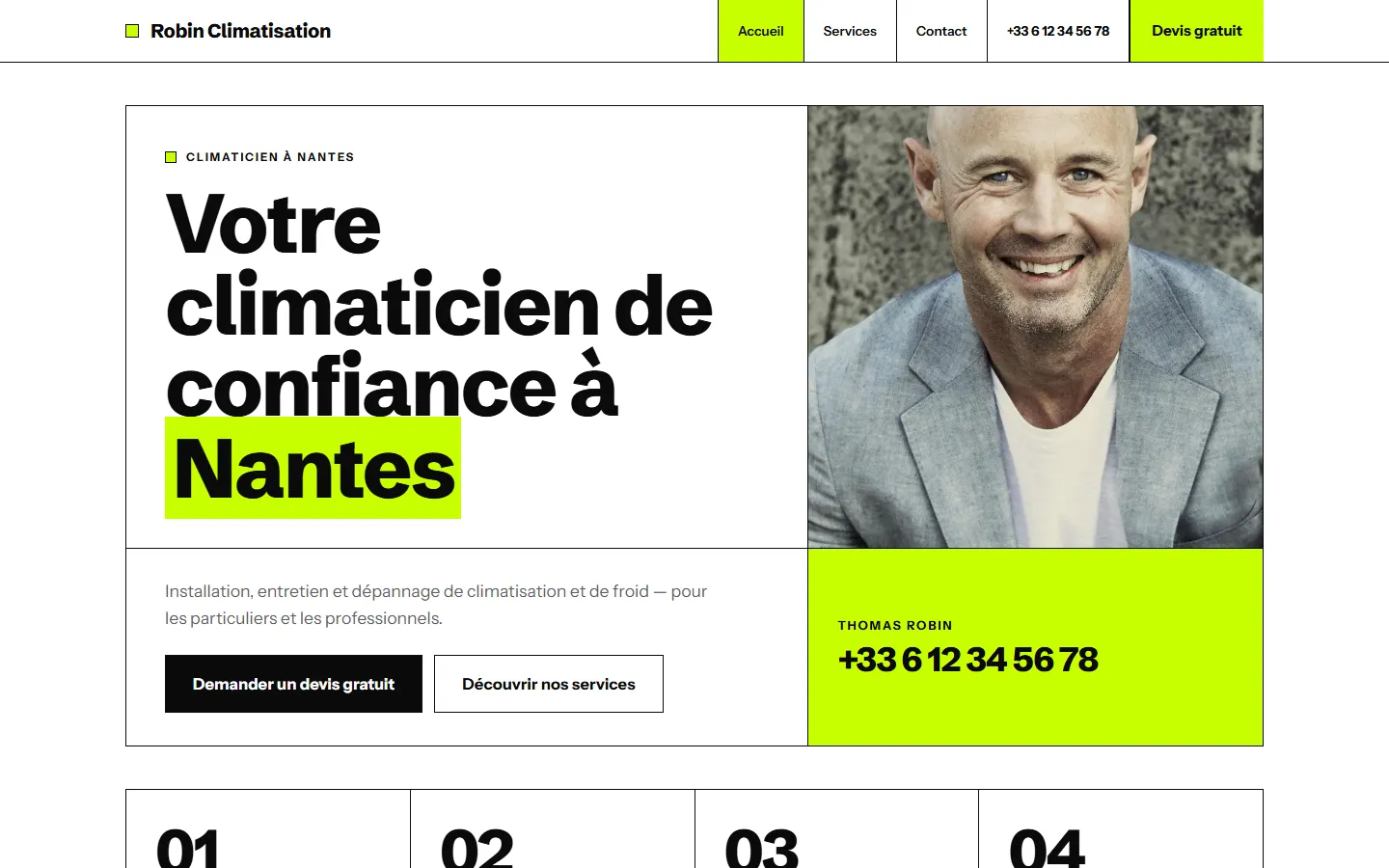 Le style Grille sur un site de climaticien