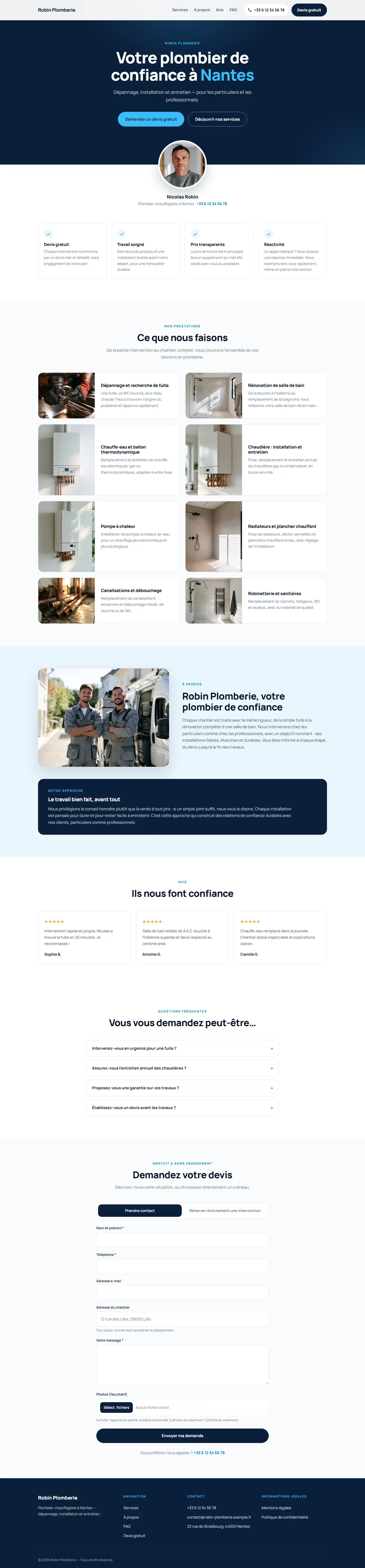 Le style Marine sur un site de plombier