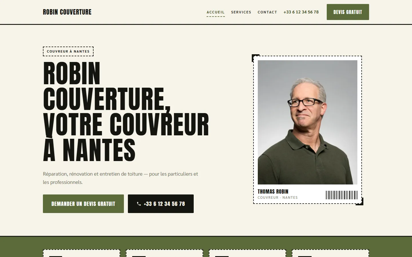 Le style Olive sur un site de couvreur