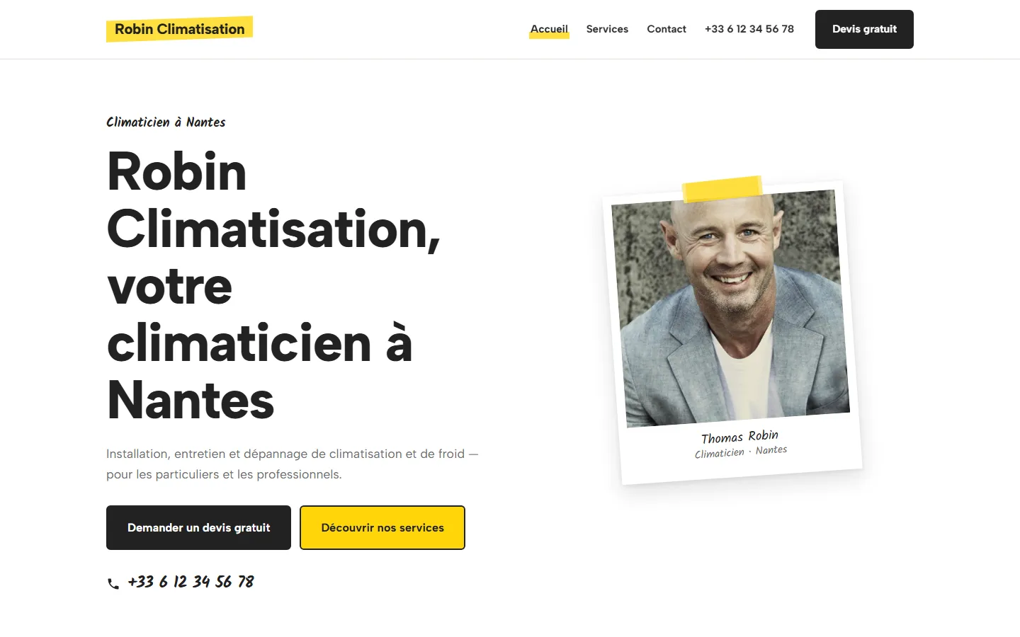 Le style Polaroid sur un site de climaticien