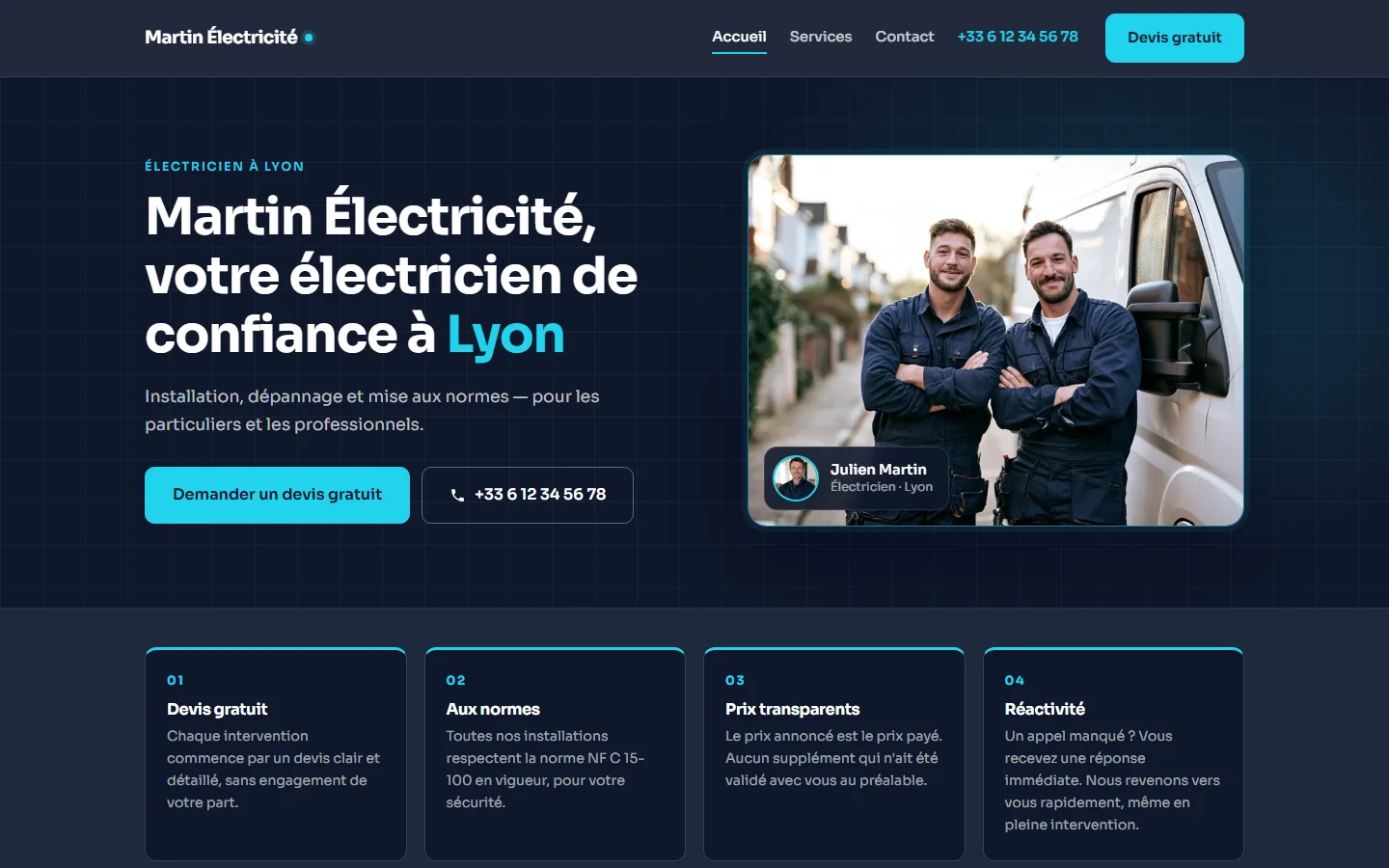 Le style Circuit sur un site d'électricien