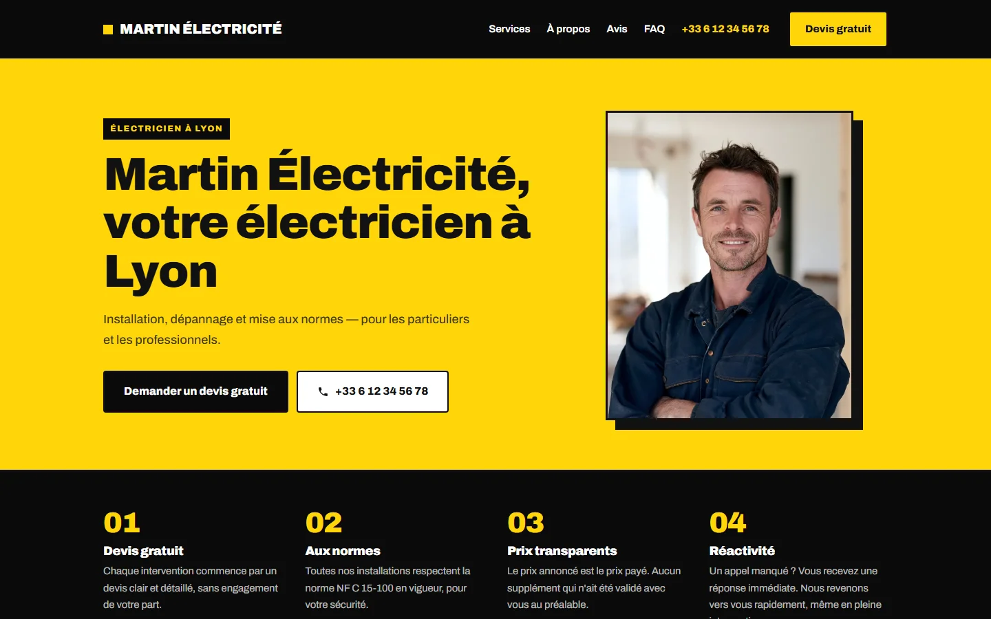 Le style Signal sur un site d'électricien